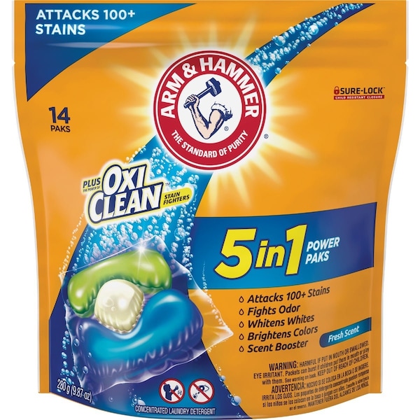 Arm & Hammer Plus Oxi Clean 5-In-1 Power Paks Laundry Detergent, 14-Count 250 - main