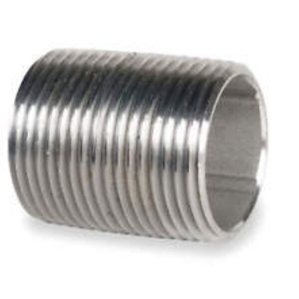 Anderson Metals Midland Industries 48140 Close Pipe Nipple, 1-1/2 in, NPT, Stainless Steel, SCH 40 Schedule, 1-3/4 in L 48140BAG - main