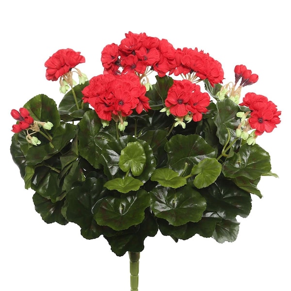 Dare2Decor Red Geranium X12 Floral Bush - 17.5 in. DA832260 - main