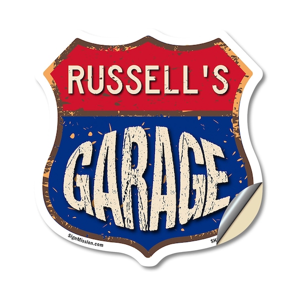 Signmission Russell's Garage, 18 Inch X 18 Inch, Vinyl Decal SHI-D-18-383-RUSSELL - main