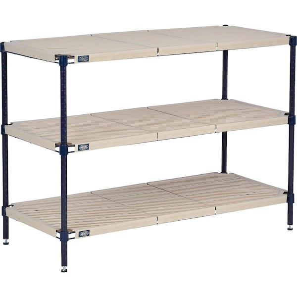 Global Industrial Nexel Nexelite 3 Shelf, Vented Plastic Mat Shelving Unit, Starter, 30"W x 24"D x 34"H B3152592 - main