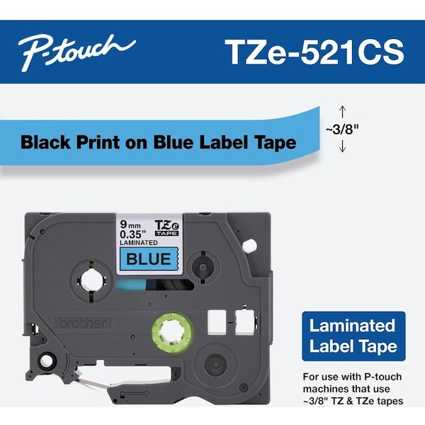 Brother Label/RibbonCartridge, Blue, 11/32inW TZe521CS - main