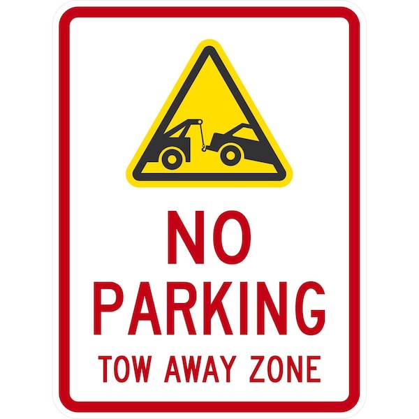 Lyle No Parking Tow Away Zone with Graphic, 18x24, High Intensity Prismatic, White G-10537-HI_18x24 - main
