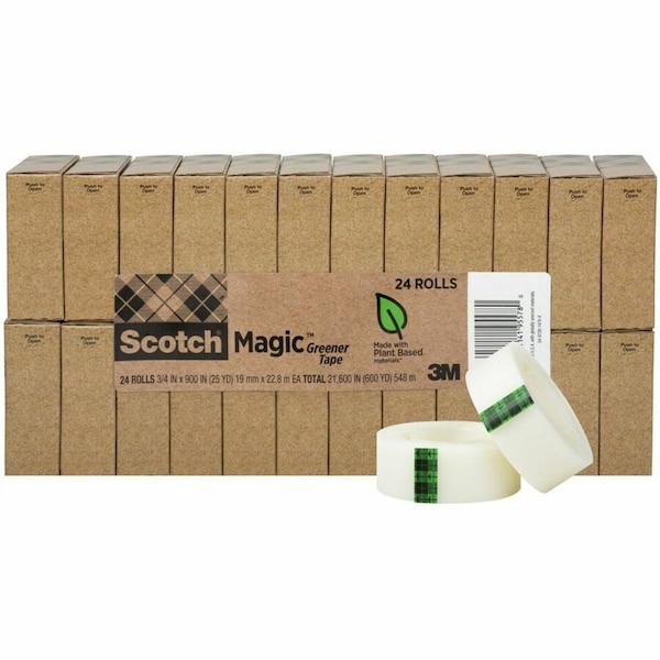 Scotch 3/4"W Magic Greener Tape, 25 yd L, Clear, 24 PK MMM81224P - main