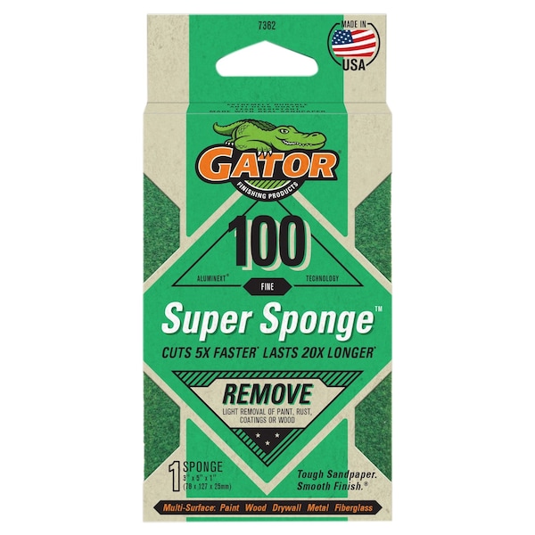Gator Finishing AlumiNext Sandpaper Remove Super Sponge, 100 Fine Grit 7362 - main