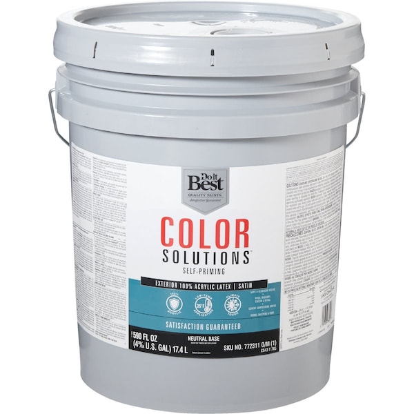 Do It Best Color Solutions 100% Acrylic Latex Self-Priming Satin Exterior House Paint Neutral Base 5 Gal. CS43T0705-20 - main