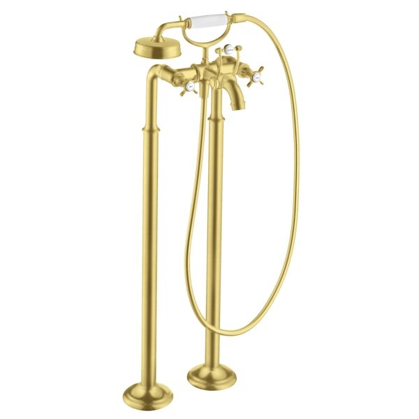 Axor 2-Handle Freestanding Tub Filler Trim w/ Cross Handles and 1.8 GPM Handshower in Brushed Gold Optic 16562251 - main