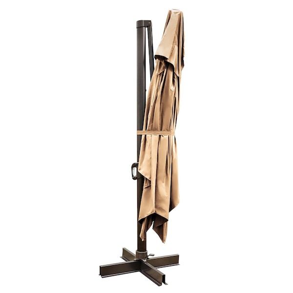 Homeroots 13ft Tan Polyester Rectangular Tilt Cantilever Patio Umbrella With Stand 485641 - main