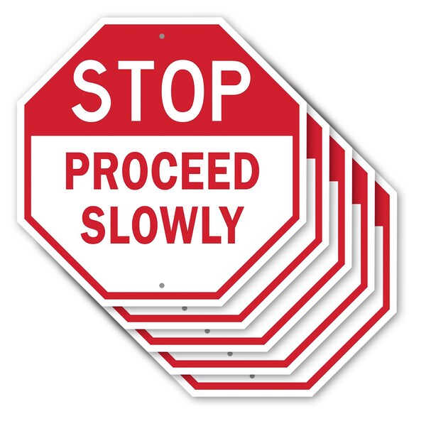 Signmission Stop Proceed Slowly, 10 inch X 10 inch, Aluminum Metal Signs, 5PK OC-A-5Pack-10-272 - main