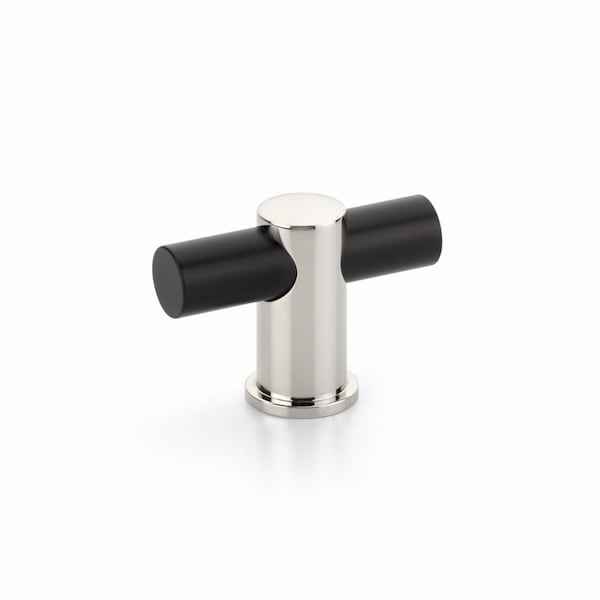 Schaub Fonce Cabinet T Knob Matte Black and Polished Nickel Finish 421-MB/PN - main