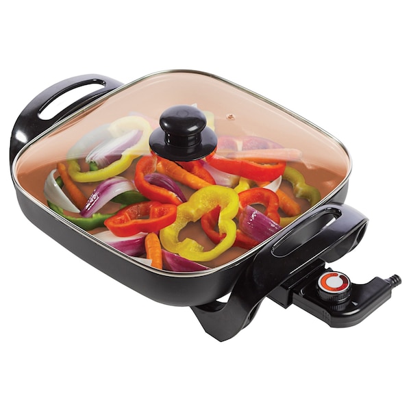 Brentwood Industries 12 Inch Nonstick Electric Skillet in Copper with Glass Lid SK-66 - main