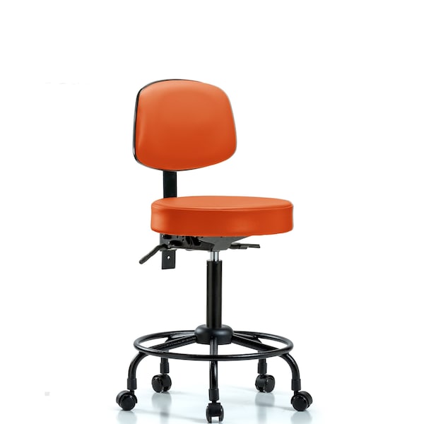 Blue Ridge Ergonomics Med Bench Stool, Vinyl, Bk, RT, Cast, Org, Caster Type: Rolling BR-VMBST-RT-T1-RC-8613 - main