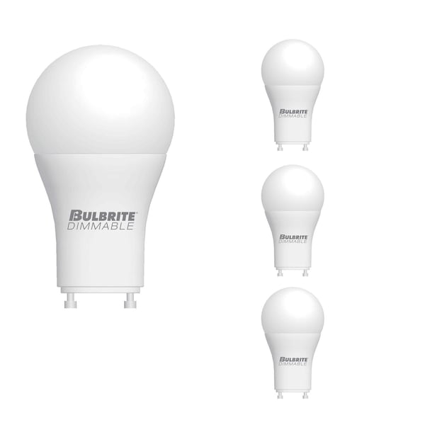 Bulbrite 9w Dimmable Frost A19 LED Lght Bulbs Twst and Lock Bi-Pin (GU24) Bse, 3000K Sft Wht, 800 Lumens, 4PK 862725 - main