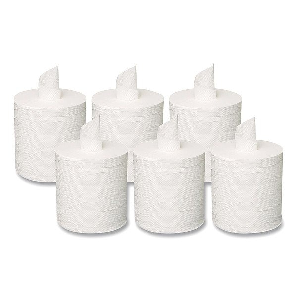Gen Center-Pull Paper Towels, 2 Ply, 2.3 in Core Dia, 7.3 in W, 500 ft, 600 Sheets/Roll, White, 6PK GEN203 - main