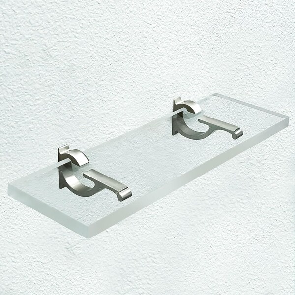 Fab Glass And Mirror Acrylic Shelf 6 x 11.5inces Brushed Nickel Bracket 3/4in Thickness Acrylic Pack of 2 AS19CC-6x11BN2P - main