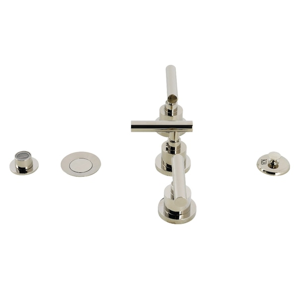 Kingston Brass Three-Handle Bidet Faucet with Brass Pop-Up, Polished Nickel KB6326CML - main