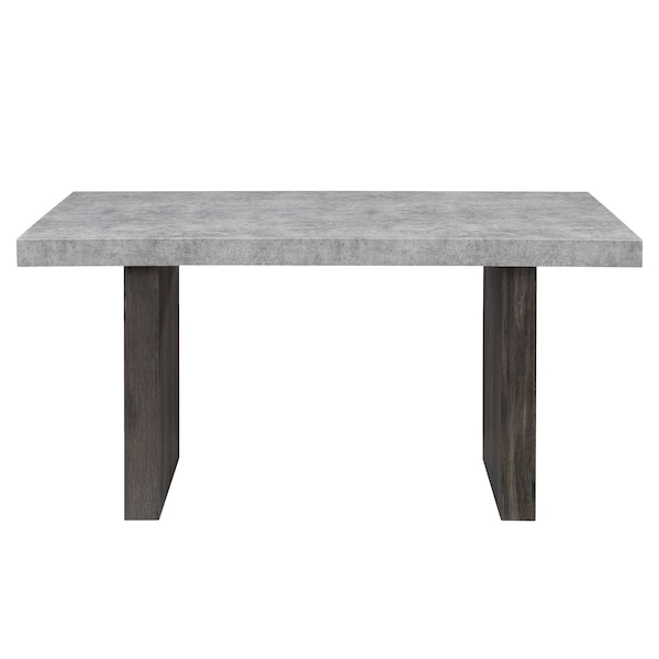 Homeroots 78" Gray Wood Double Pedestal Base Dining Table 642280 - main
