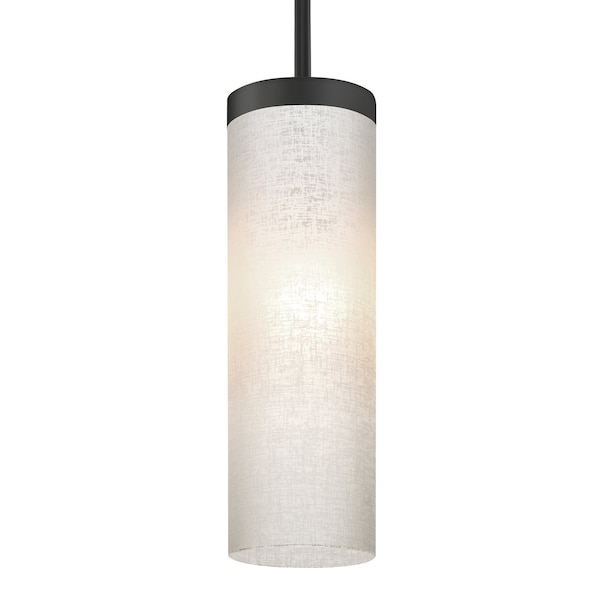 Besa Lighting Friz Stem Pendant, White Linen, Black Finish, 1x75W Incandescent 1TT-FRIZLN-BK - main