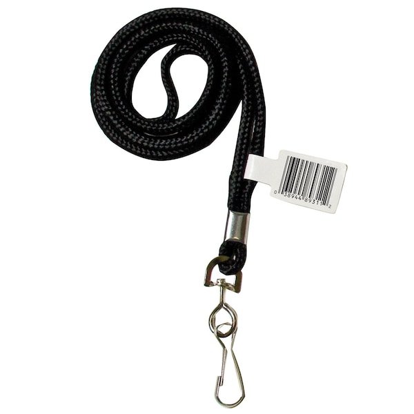 C-Line Products 1/8" x 36" Classic Round with Black Nylon Swivel Hook Neck Lanyard, 1/EA, 24EA/PK, 20PK/CT 89311-PK - main