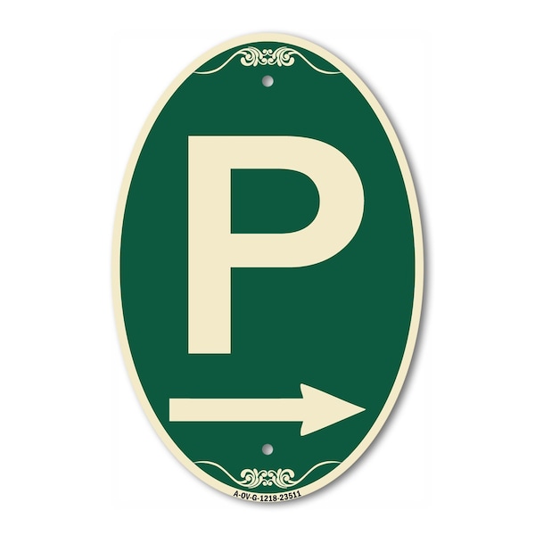 Signmission P Symbol With Right Arrow, 12 Inch X 18 Inch Architectural Oval, Heavy Gauge Aluminum A-OV-G-1218-23511 - main