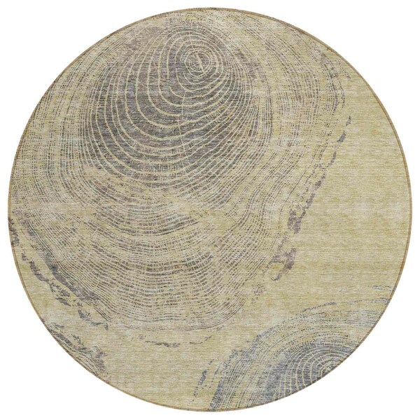 Homeroots 8' Beige Taupe And Gray Round Abstract Washable Indoor Outdoor Area Rug 582790 - main