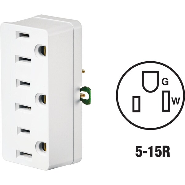 Leviton White 15A 3-Outlet Tap 004-00698-00W - main