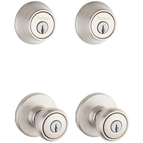 Kwikset Deadbolt and Entry Lockset, 3 Grade, Keyed Alike Key, Metal, Satin Nickel, K2 Keyway 242T 15 K2 CP - main