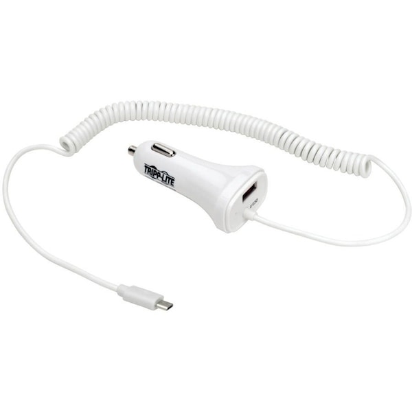 Tripp Lite Dual USB Car Charger with Quick Charge 2.0 Technology and Coiled 6-ft. Cable, White U280-C02-S-M6 - main