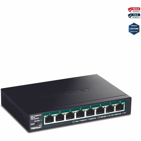 Trendnet 8-PORT GIGABIT EDGESMART POE+ SWITCH 61W TPE-TG82ES - main