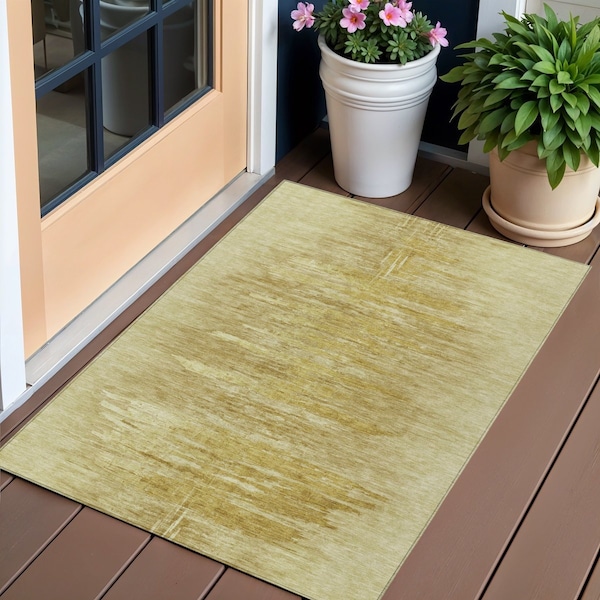 Homeroots 3' X 5' Gold And Wheat Abstract Washable Indoor Outdoor Area Rug 587638 - main
