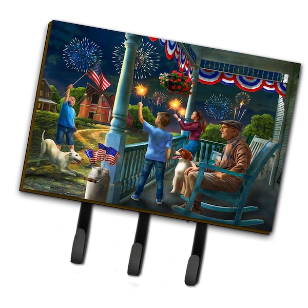 Carolines Treasures 6 x 2 x 9 in. 4th of July At Grandpas USA Leash or Key Holder PTW2073TH68 - main