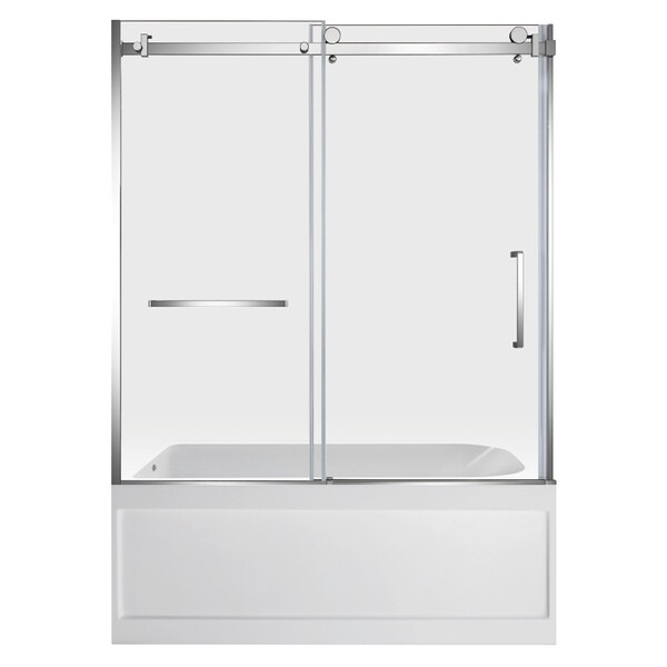 Kingston Brass 60" Acrylic Anti-Skid Alcove Left-Hand Drain Tub with Right Sliding Tub Door, White/Polished Chrome KVTAP6032L21A1 - main