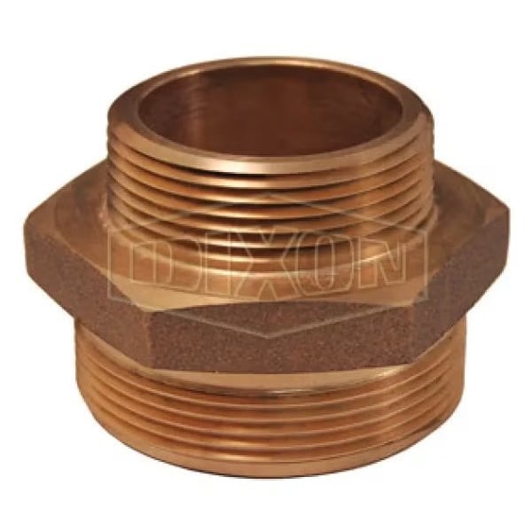 Dixon Double Reducing Hex Nipple, 2-1/2 x 3 in, Brass, MNPT x Male NST NH, Domestic DMH2530F - main