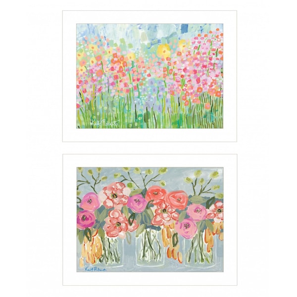 Homeroots Set Of Two Garden Flowers II 1 White Framed Print Wall Art, 2PK 408003 - main