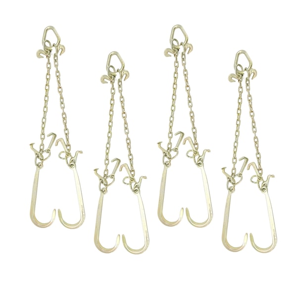 Mytee Products 5/16 inx3 ft Leg G70 V-Chain Bridle Tow w/ 15 in J Hook T-J Grab Hooks 4700 # WLL, 4PK CH5163V-J-TJ-GHx4 - main