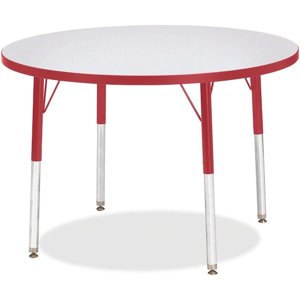 Jonti-Craft Berries Round Activity Table, 36 in. Diameter, A-height, Freckled Gray/Red/Gray 6488JCA008 - main