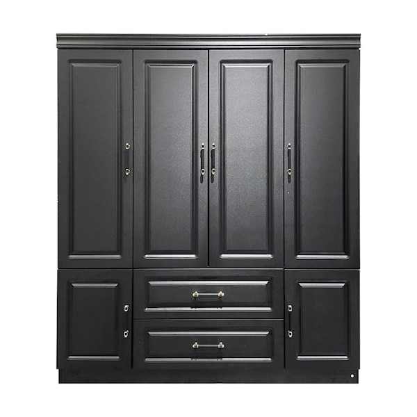 Homeroots 71" Black Wood Six Door Two Drawer Combo Dresser 617968 - main