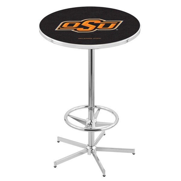 Holland Bar Stool Co 42" Chrome Oklahoma State Pub Table, 36" dia. Top L216C4236OKStUn - main