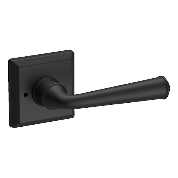 Baldwin Privacy Federal Lever and Traditional Square Rose with 6AL Latch and Dual Strike Satin Black Finish PVFEDTSR190 - main