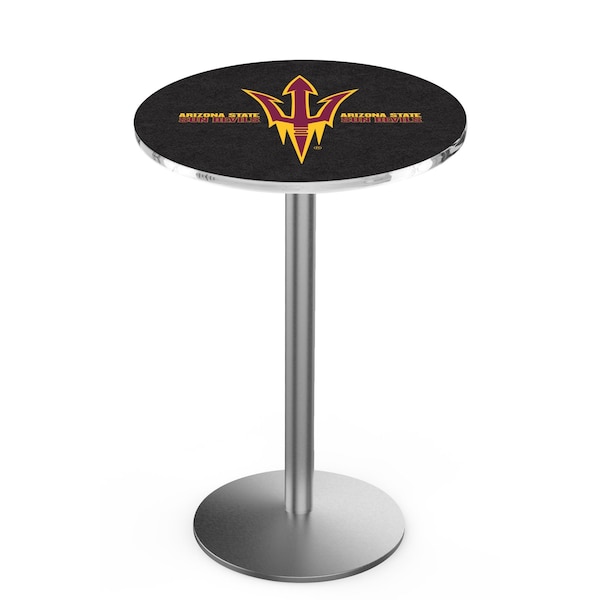 Holland Bar Stool Co 36" Stainless Steel Arizona State Pub Table, Pitchfork, 36" dia. Top L214S3636ArizSt-F - main
