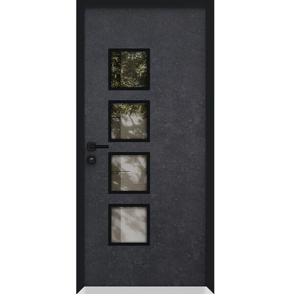 Vdomdoors Aluminum Door Cynex 6106 Dark Stone Entry Steel Metal Modern Painted W36xH80 Left Inswing CYNEX6106EXD-DARK-W36xH80-LH-I - main
