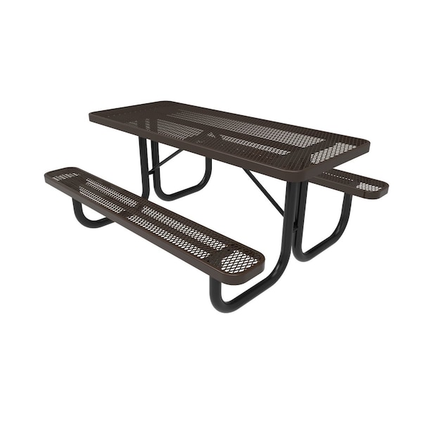 Mytcoat 6ft Rectangular Portable Outdoor Table, Brown, Seats 6, Expanded Metal, Textured Coating 804058 - main