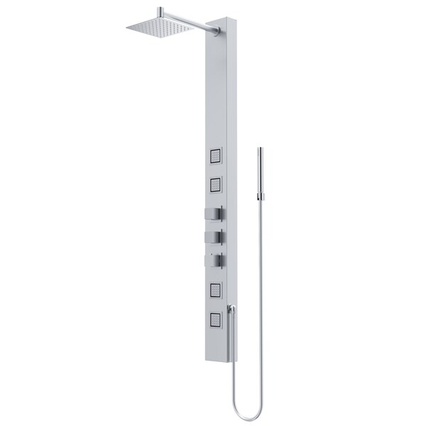 Vigo 58 in. H x 5 in. W 4-Jet Shower Panel System with Square Head & Hand Shower Wand in Stainless Steel VG08021ST - main