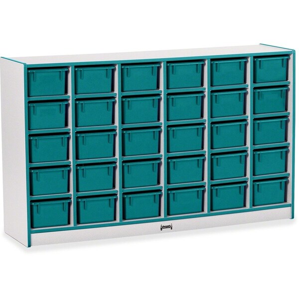 Jonti-Craft Rainbow Accents 30 Cubbie-Tray Mobile Storage, with Trays, Teal 0431JCWW005 - main