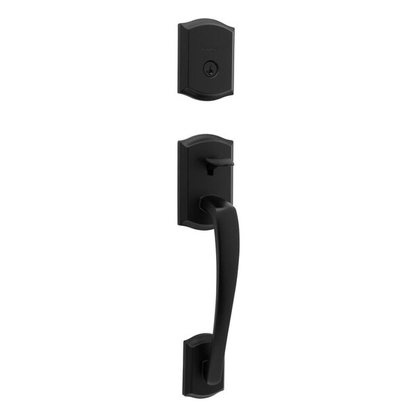 Kwikset Single Cylinder Prescott Exterior Handleset , SmartKey , RCAL Latch, RCS Strike Matte Black Finish 818PTHLIP-514S.STRKP - main