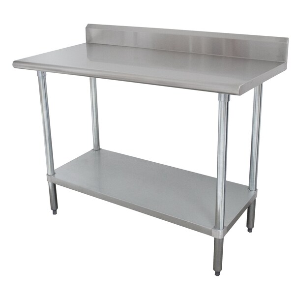 Advance Tabco Special Value Work Table 24 in.W x 24 in.D 16 gauge 430 stainless steel top with 5 in.H backsplash KLAG-242-X - main