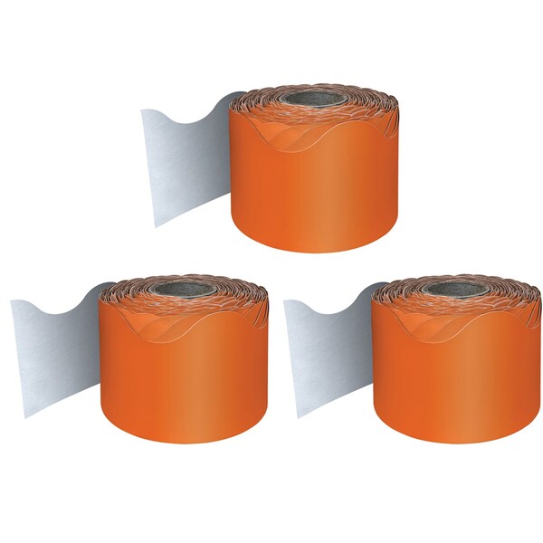 Carson Dellosa Orange Rolled Scalloped Border, 65 Feet Per Roll, 3PK 108466 - main