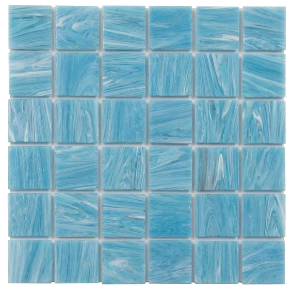 Apollo Tile Celestial 12 in. x 12 in. Glossy Sky Blue Glass Mosaic Wall and Floor Tile 10 sq. ft./case 10-pack APL2ST88BL545 - main