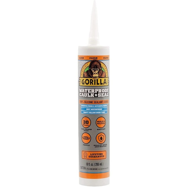 Gorilla Glue Silicone Sealant, 10 oz, Cartridge, Clear, Silicone Base, Waterproof Caulk & Seal 108311 - main