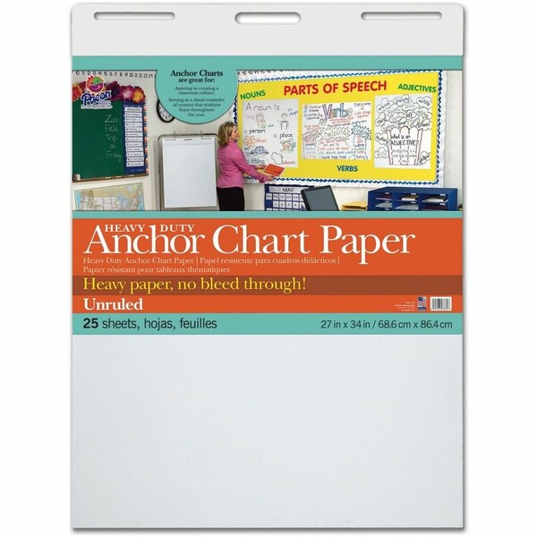 Pacon Heavy Duty Anchor Chart Paper, White, Unruled 27" x 34", 25 Sheets 3370 - main
